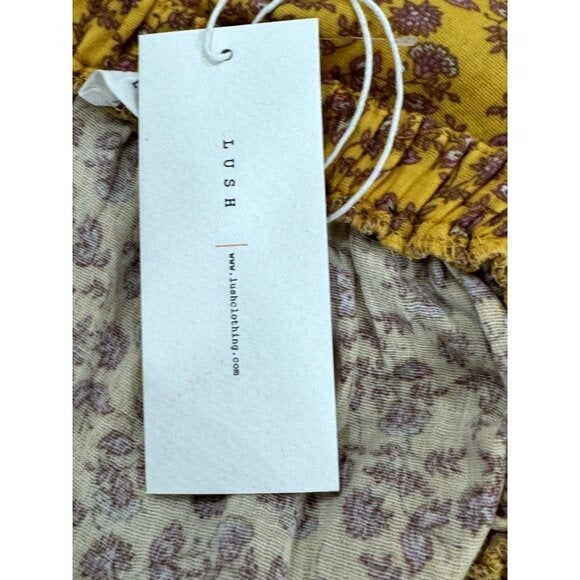 Yellow Floral Ruffle Strap Tiered Mini Dress By Lush - Size S