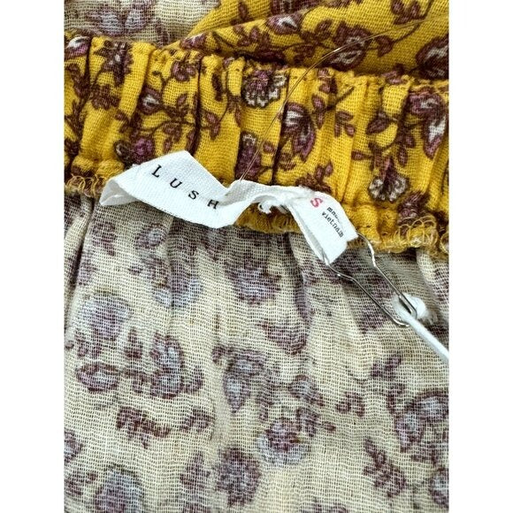 Yellow Floral Ruffle Strap Tiered Mini Dress By Lush - Size S