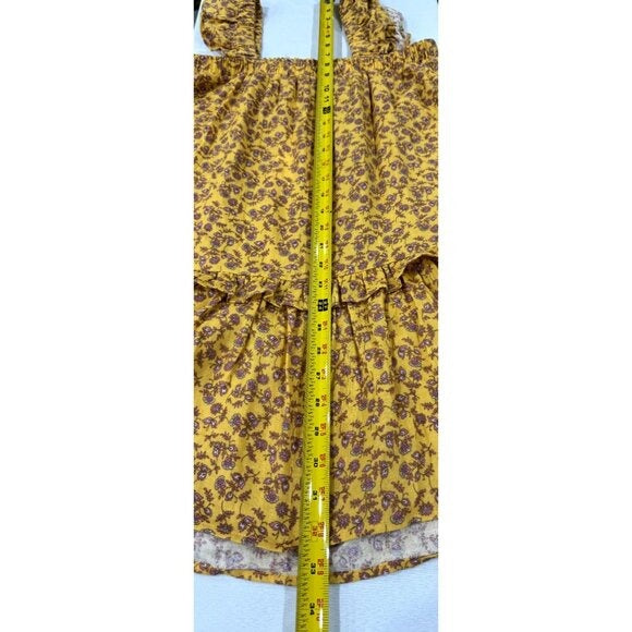 Yellow Floral Ruffle Strap Tiered Mini Dress By Lush - Size S