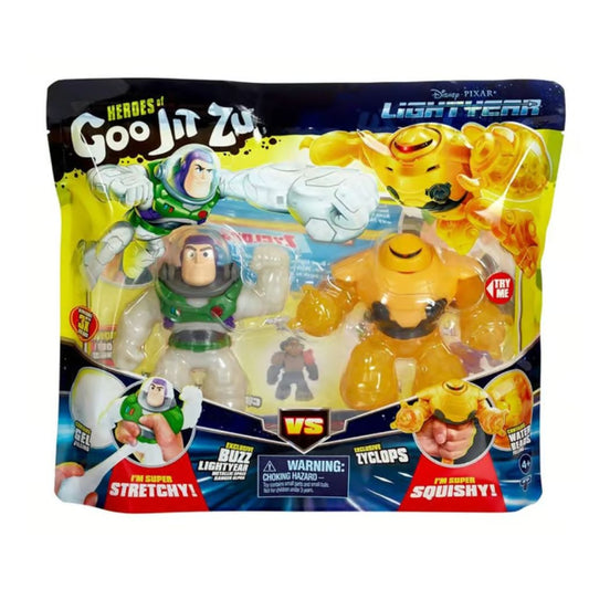 Disney Pixar Lightyear Goo Jit Zu Buzz Lightyear Vs Zyclops Action Figures Stretchy & Squishy Fun