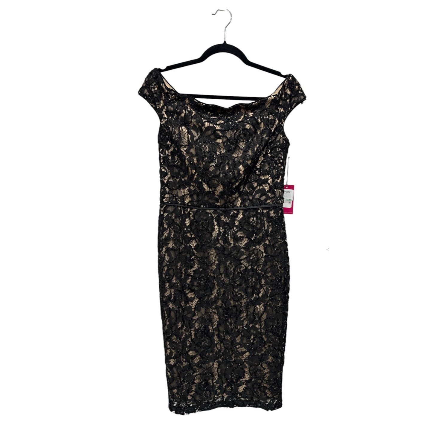Vince Camuto Women's Off-The-Shoulder Black Lace Sheath Dress Size 8 Lined Elegant Evening Wear