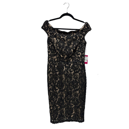 Vince Camuto Women's Off-The-Shoulder Black Lace Sheath Dress Size 8 Lined Elegant Evening Wear