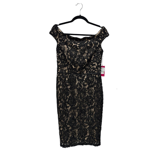 Vince Camuto Women's Off-The-Shoulder Black Lace Sheath Dress Size 8 Lined Elegant Evening Wear