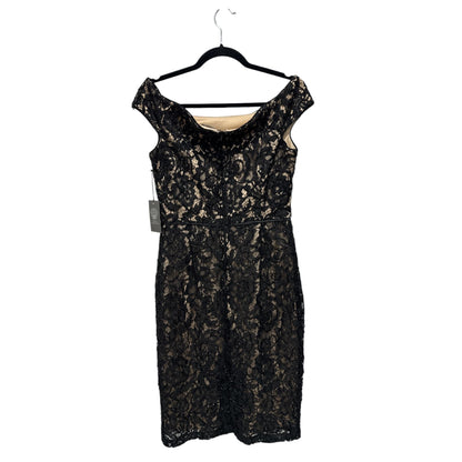 Vince Camuto Women's Off-The-Shoulder Black Lace Sheath Dress Size 8 Lined Elegant Evening Wear
