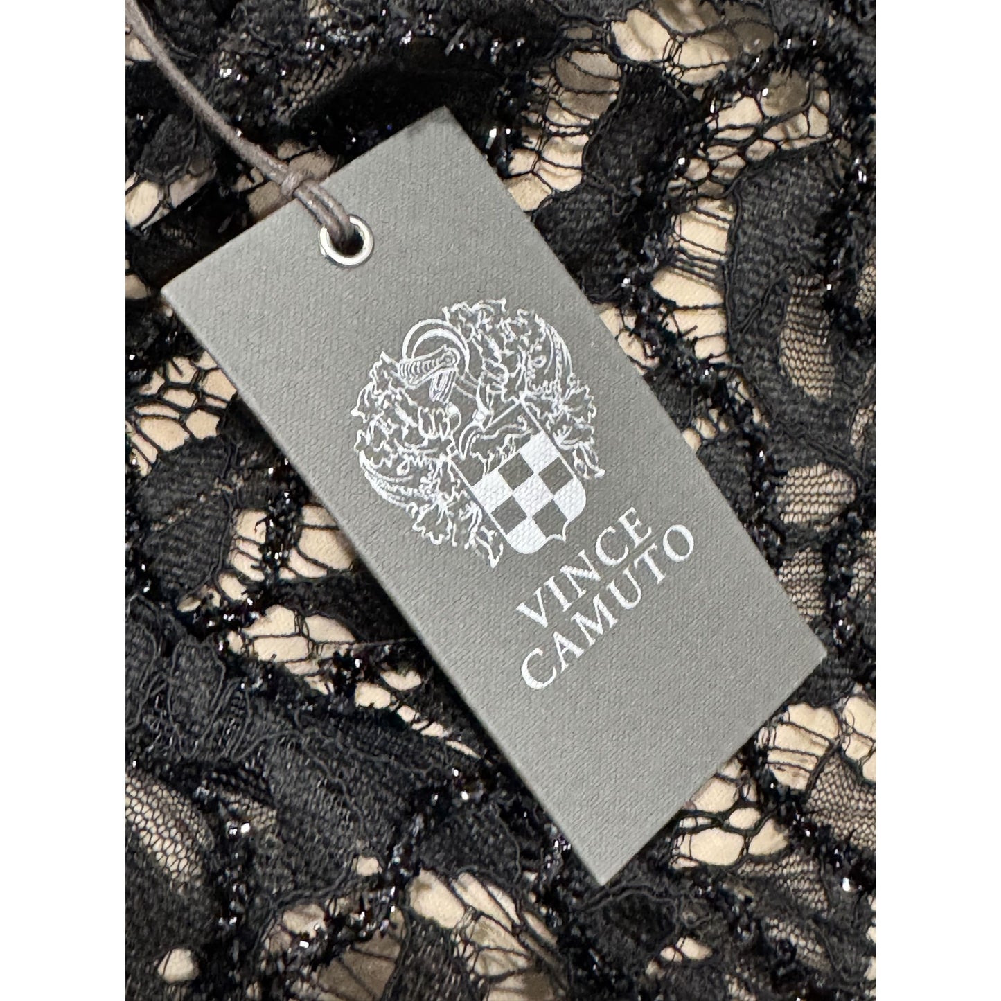 Vince Camuto Women's Off-The-Shoulder Black Lace Sheath Dress Size 8 Lined Elegant Evening Wear
