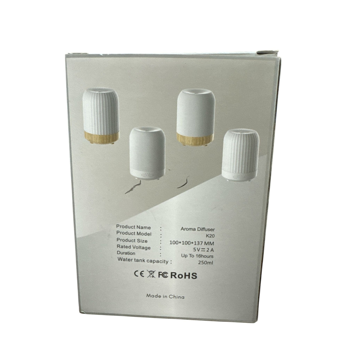 Aroma Diffuser K20 250ml Essential Oil Humidifier With LED Light Up To 16 Hours