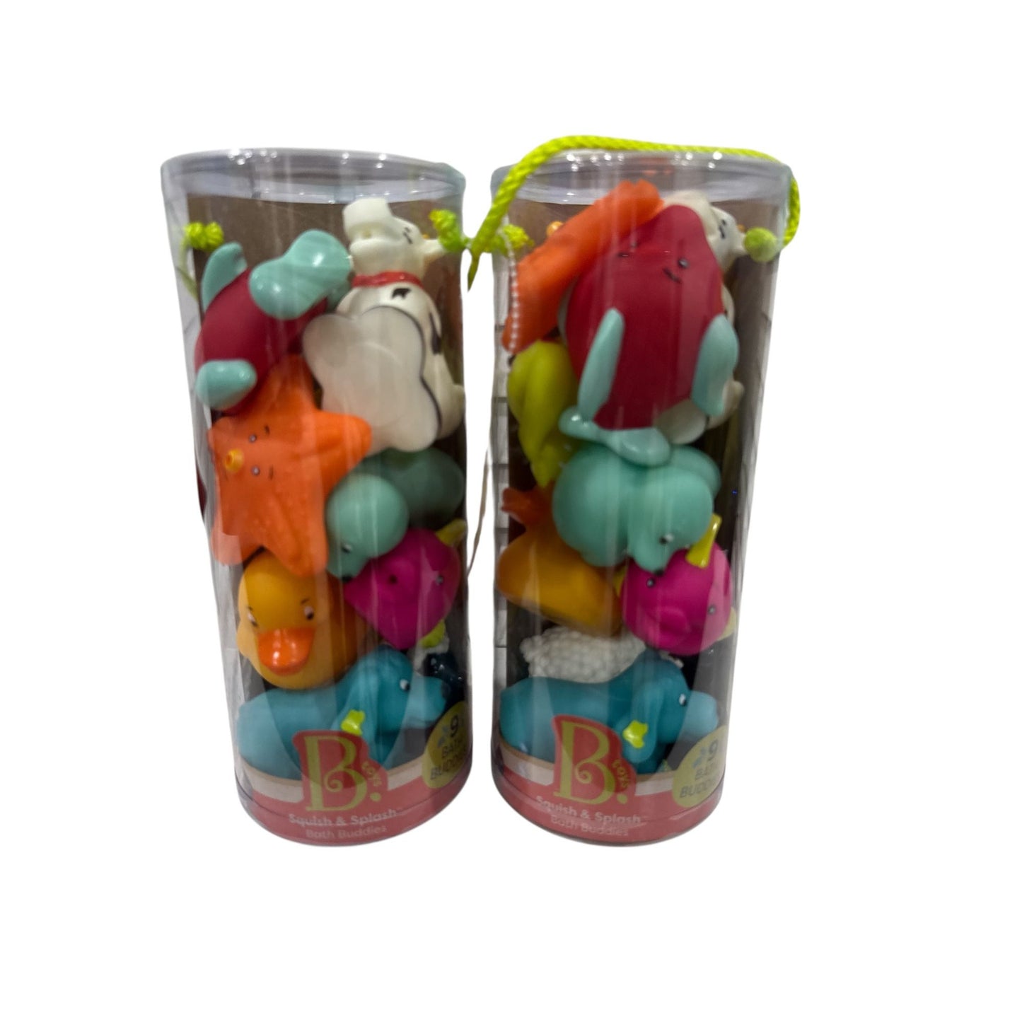 B. Toys Squish & Splash Bath Buddies - 9 Animal-Themed Water Squirting Bath Toys Easy-To-Grab Design For Ages 10M+ (2-PACK)