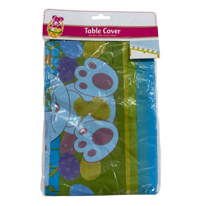 Easter Bunny Plastic Table Covers - Set Of 4 54" x 108" Green & Blue With Bunny Prints