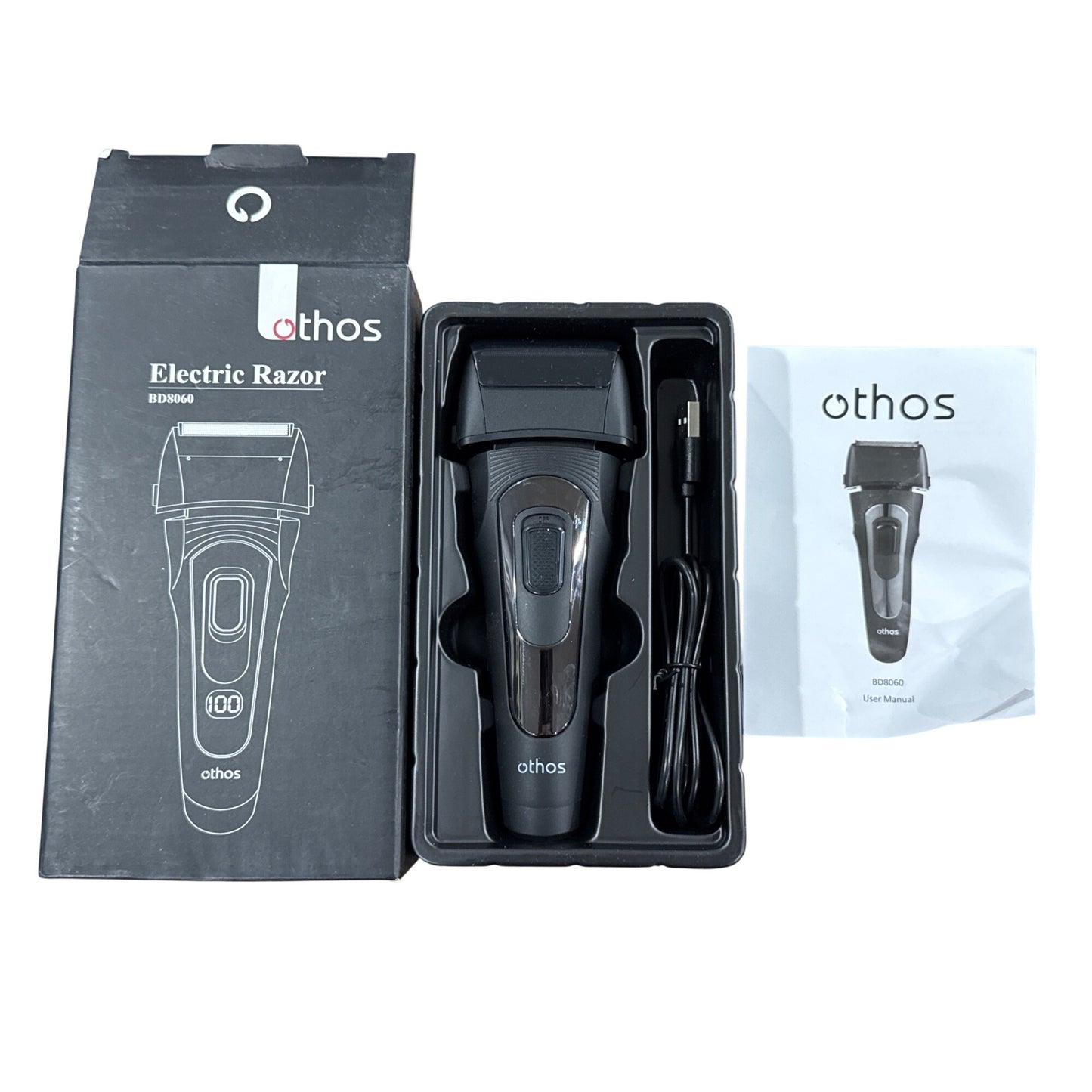 Othos Men Electric Razor BD8060 Cordless Dual Foil Shaver With LED Display & USB Charging