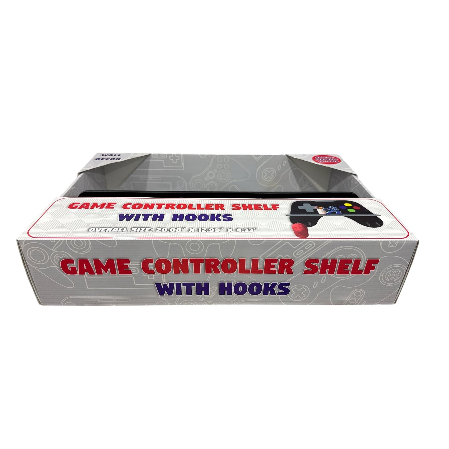 Game Controller Shelf With Hooks Wall Decor Hanging Hardware Included 20.08" x 12.99" x 4.33"