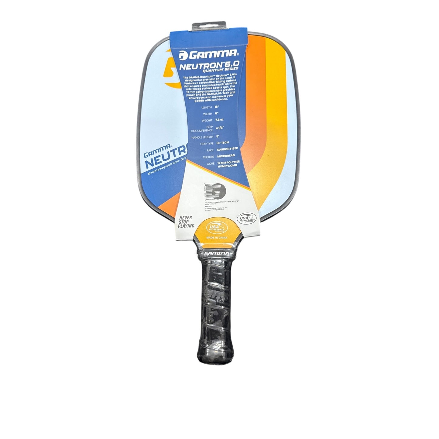 Gamma Neutron 5.0 Pickleball Paddle Quantum Series Carbon Fiber Face 12mm Polymer Core
