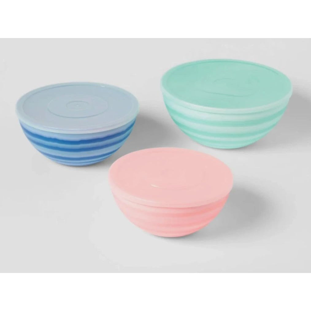 Sun Squad Packable Serving Bowl Set With Lids BPA-Free Dishwasher-Safe 3-Piece Multicolor