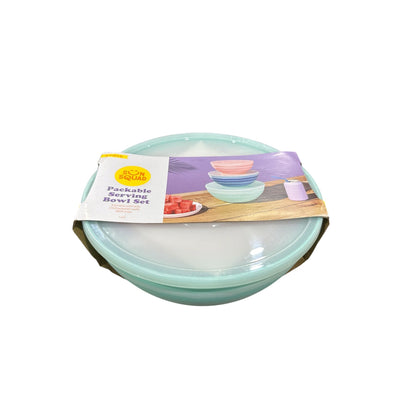 Sun Squad Packable Serving Bowl Set With Lids BPA-Free Dishwasher-Safe 3-Piece Multicolor
