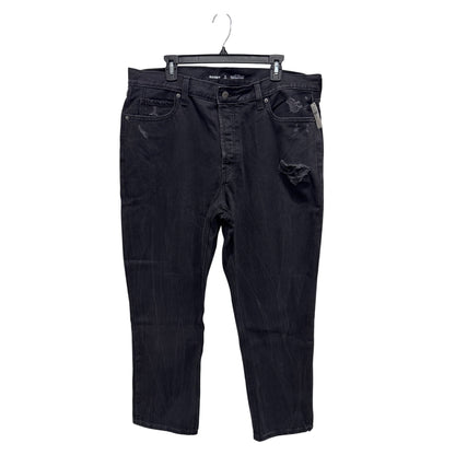 Old Navy High-Rise Slouchy Straight Black Jeans Distressed Size 16 Tall