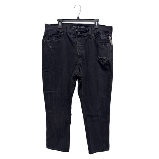 Old Navy High-Rise Slouchy Straight Black Jeans Distressed Size 16 Tall