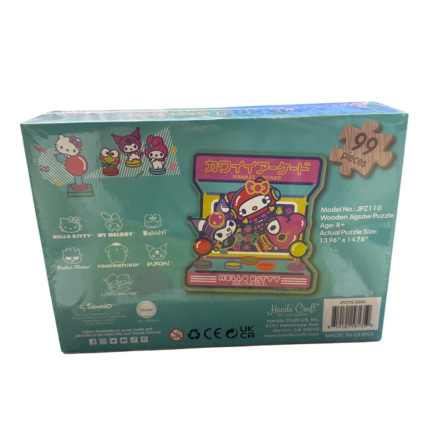 Hello Kitty & Friends 99-Piece Wooden Jigsaw Puzzle For Kids Age 8+ - Kawaii Arcade Design