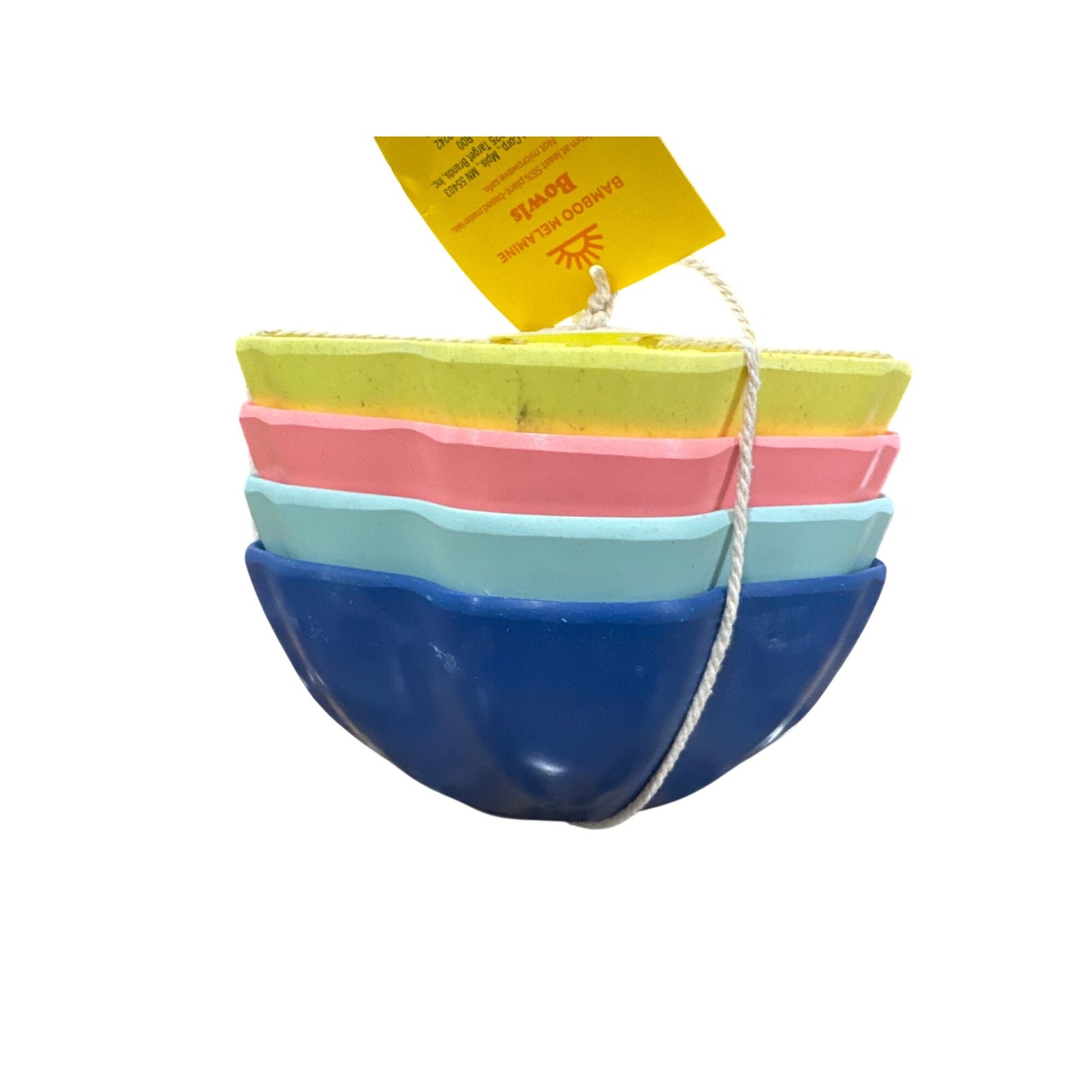 Sun Squad Bamboo Bowls Set Of 4 Scalloped Design Multicolor