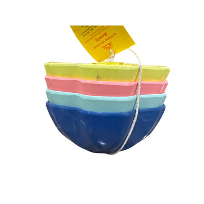 Sun Squad Bamboo Bowls Set Of 4 Scalloped Design Multicolor