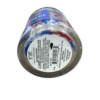Read White & Blue Glass Candle With Blue Agave & Citrus Scent 8 Oz Soy Blend Patriotic Design
