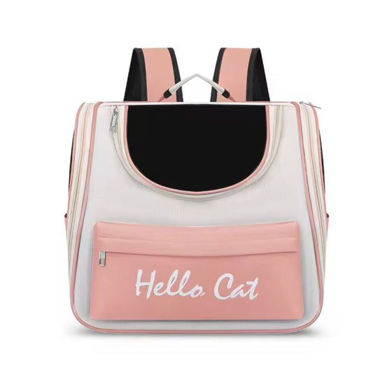 Hello Cat Pet Carrier Pink Backpack With Window & Ventilation For Cats Or Small Pets
