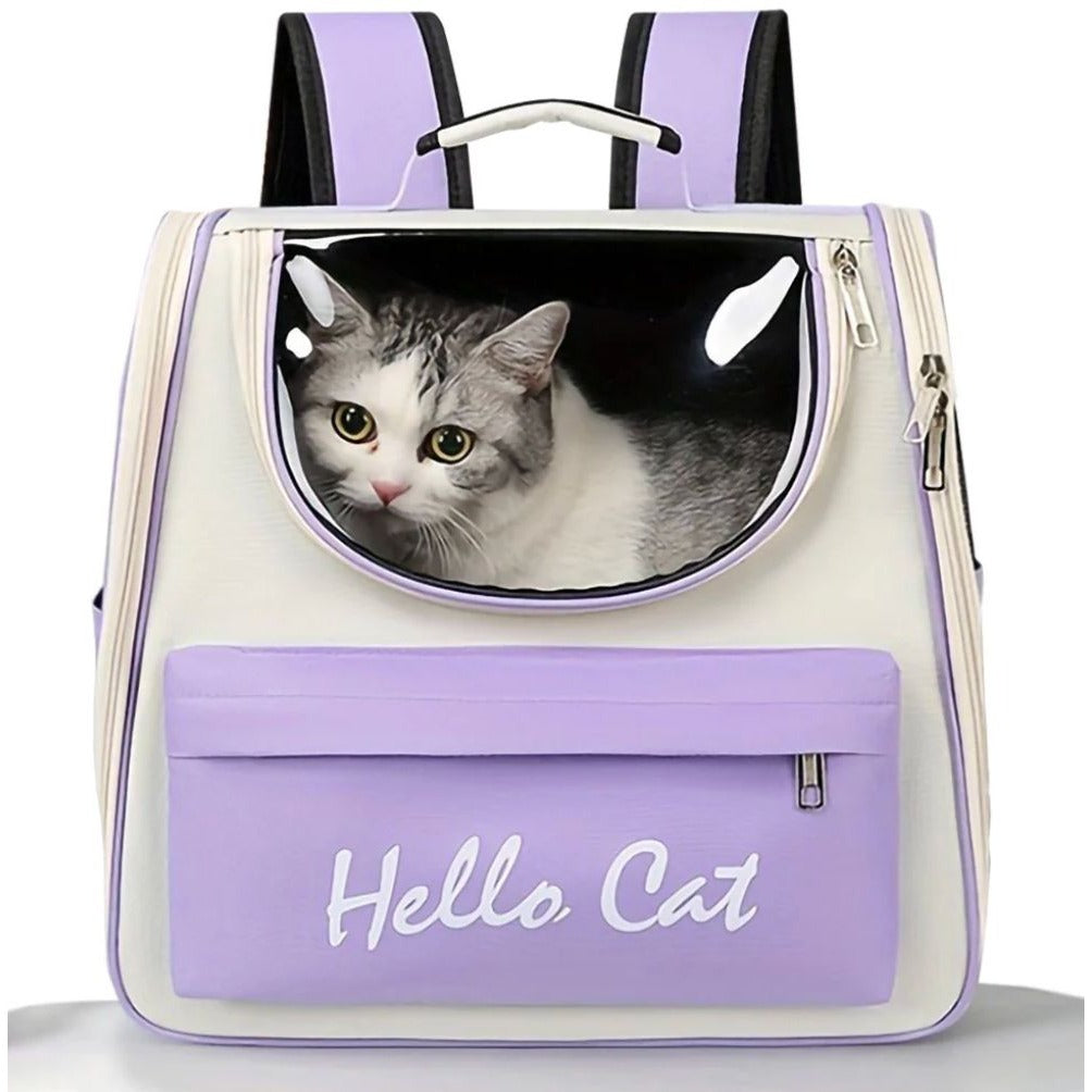 Hello Cat Pet Carrier Pink Backpack With Window & Ventilation For Cats Or Small Pets