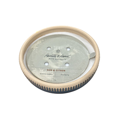 Hearth & Hand Sun & Citron Scented Candle 20 Oz Ceramic Bowl Blue & Beige