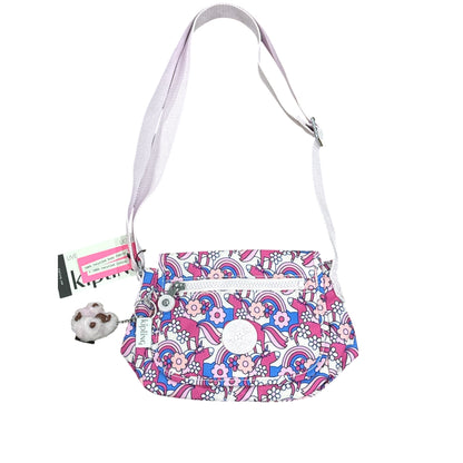 Kipling Mini Crossbody Bag Unicorn Floral Print Adjustable Strap Recycled Fabric With Keychain
