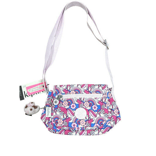 Kipling Mini Crossbody Bag Unicorn Floral Print Adjustable Strap Recycled Fabric With Keychain