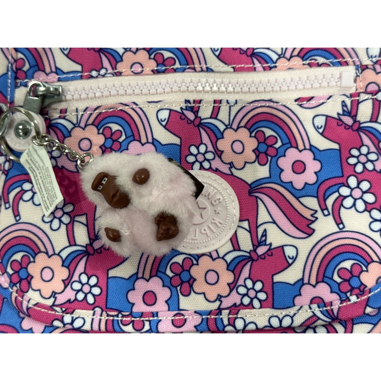 Kipling Mini Crossbody Bag Unicorn Floral Print Adjustable Strap Recycled Fabric With Keychain
