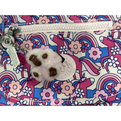 Kipling Mini Crossbody Bag Unicorn Floral Print Adjustable Strap Recycled Fabric With Keychain