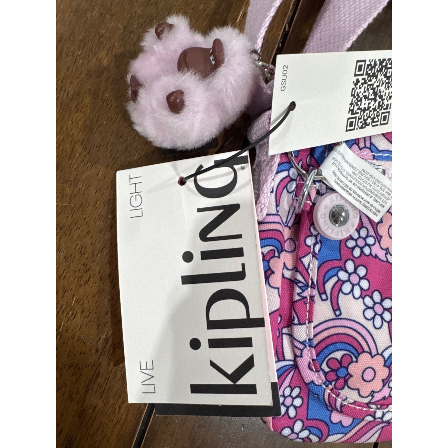 Kipling Mini Crossbody Bag Unicorn Floral Print Adjustable Strap Recycled Fabric With Keychain