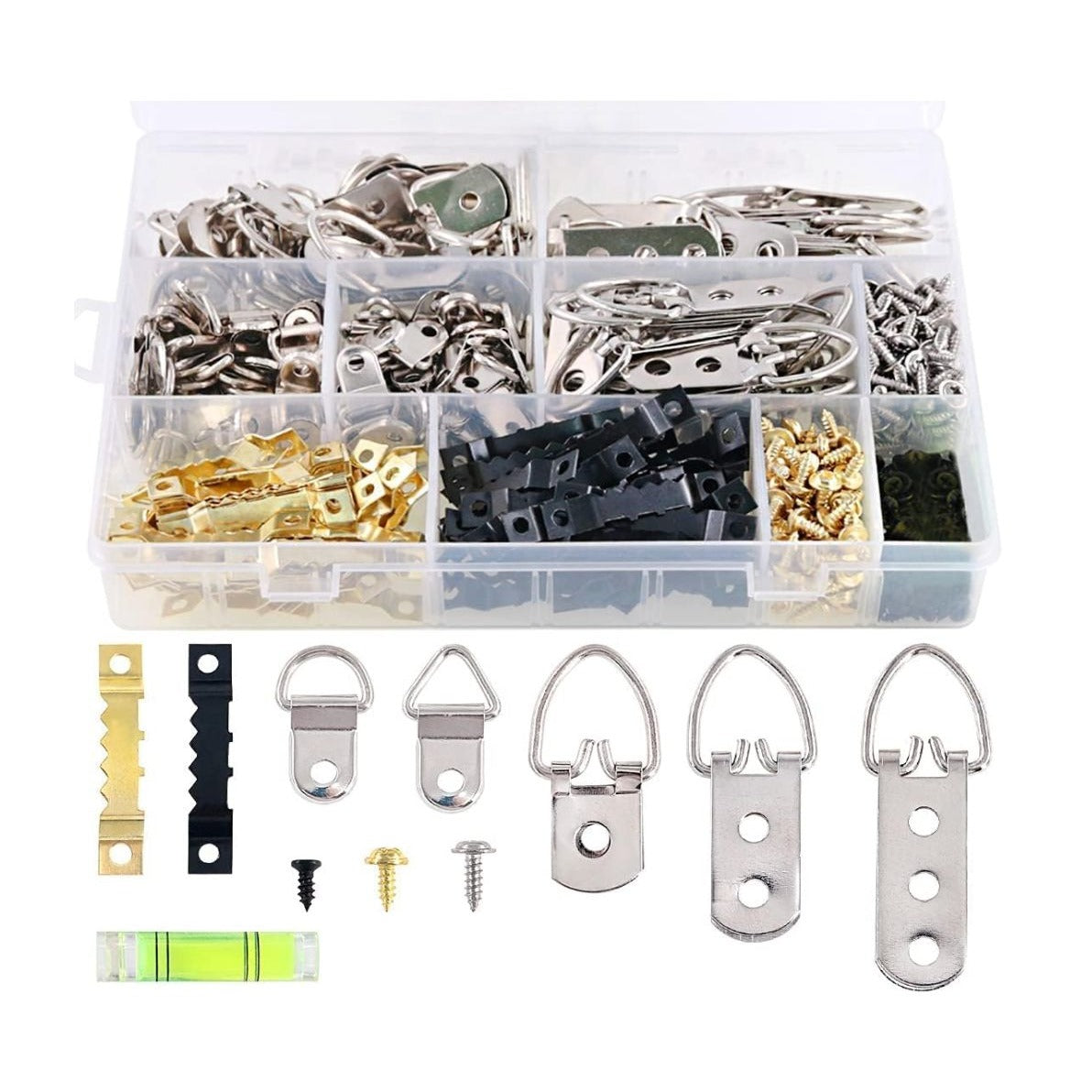 Swpeet 231Pcs Heavy Duty Picture Hangers Kit with 1 Mini Gradienter, Assorted Picture Hangers Hooks with Screws Kit