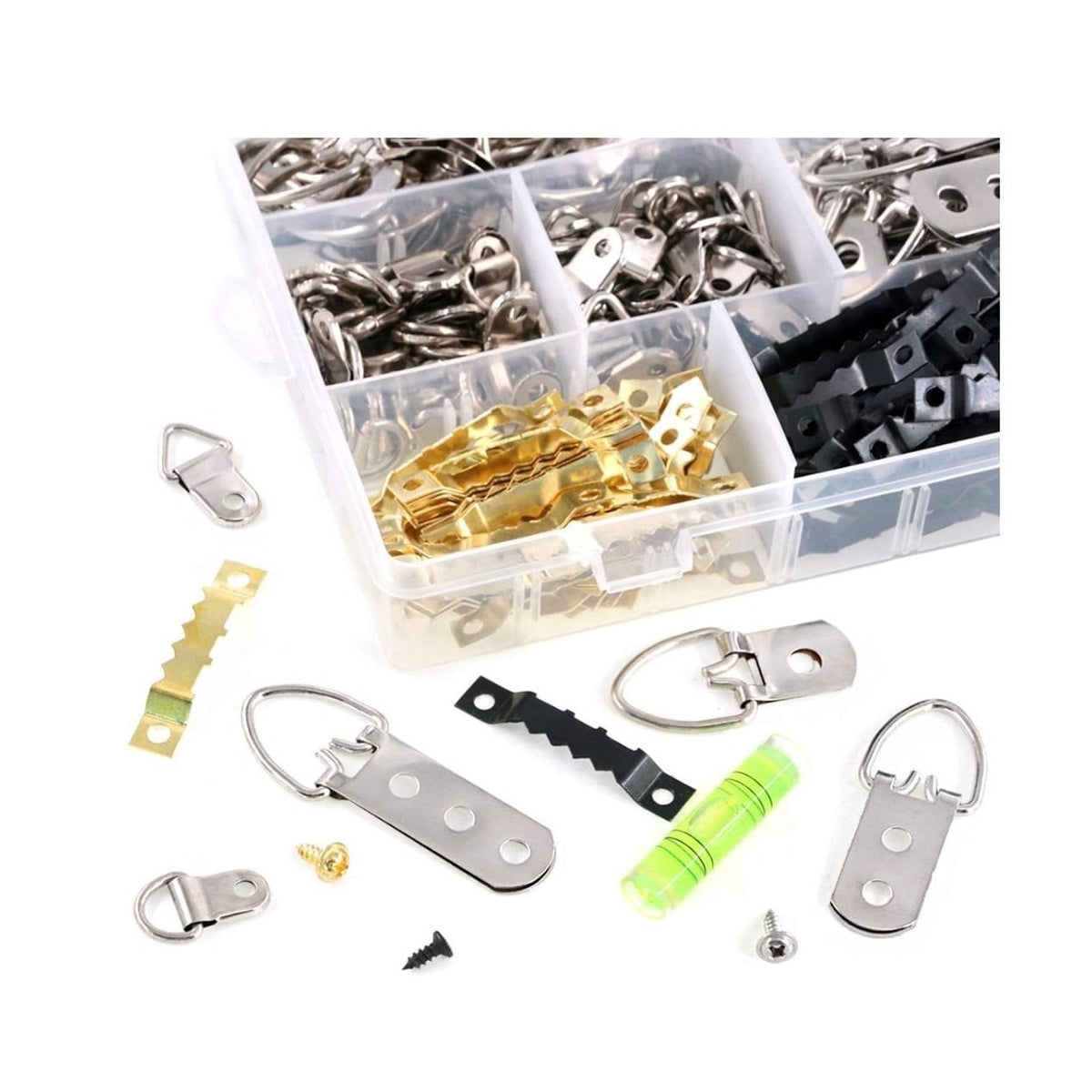 Swpeet 231Pcs Heavy Duty Picture Hangers Kit with 1 Mini Gradienter, Assorted Picture Hangers Hooks with Screws Kit