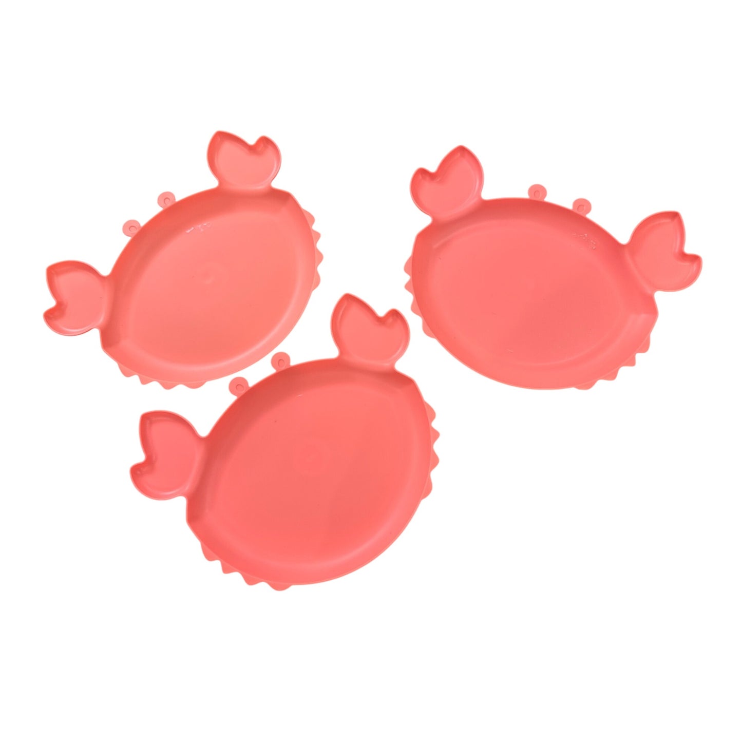Set Of 3 Sun Squad Crab-Shaped BPA-Free Plastic Serving Platters, Coral Pink