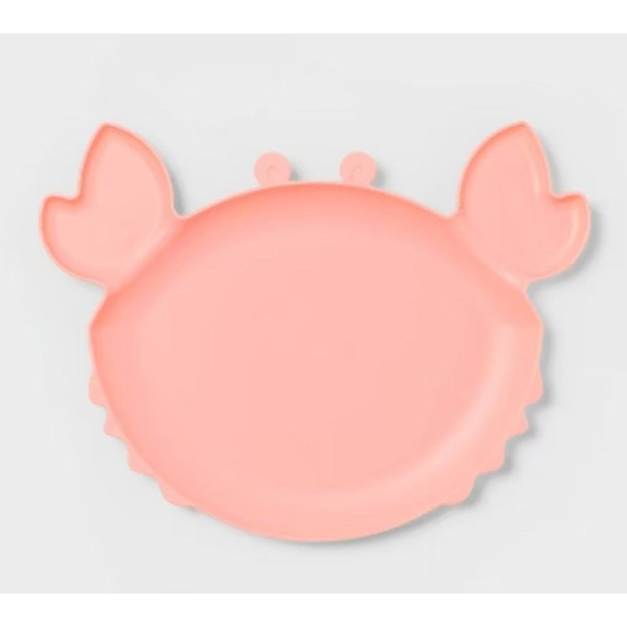 Set Of 3 Sun Squad Crab-Shaped BPA-Free Plastic Serving Platters, Coral Pink