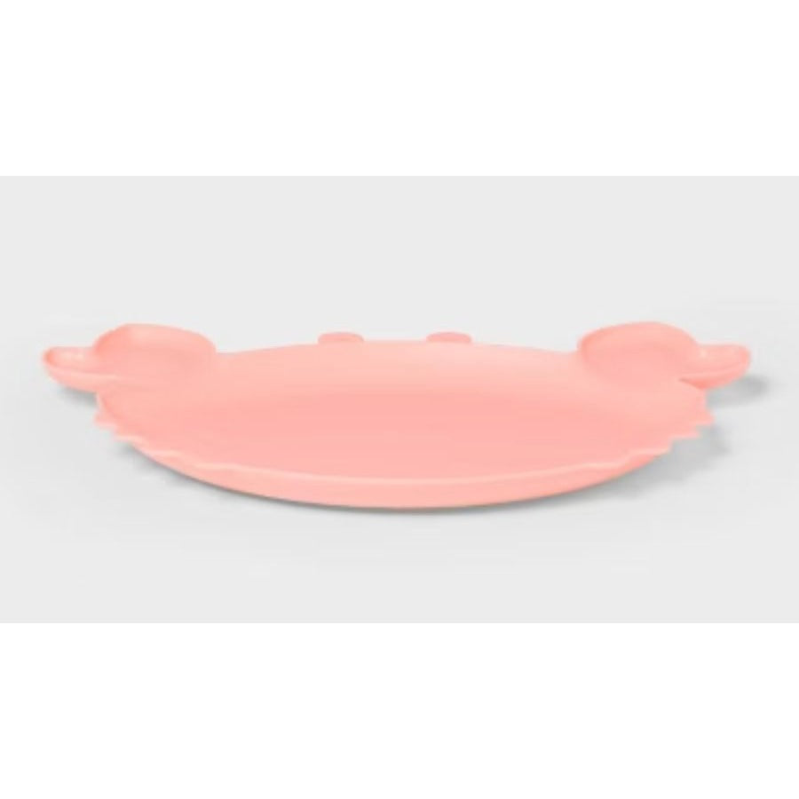 Set Of 3 Sun Squad Crab-Shaped BPA-Free Plastic Serving Platters, Coral Pink