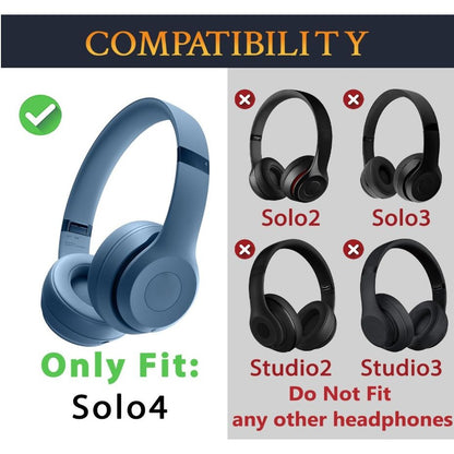 HiFan Replacement Ear Pads For Solo4 Headphones - Protein Leather Soft & Durable 2-Pack Blue
