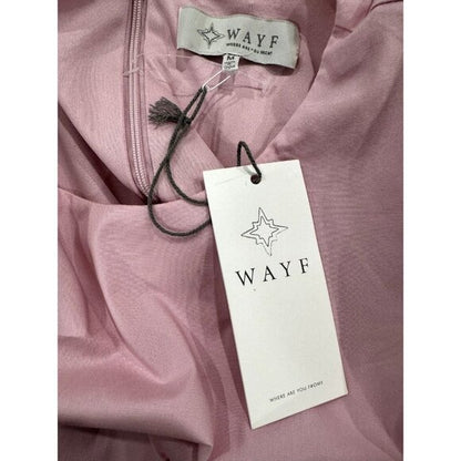 WAYF Pink Puff Sleeve Tiered Mini Dress With Side Cutouts MEDIUM