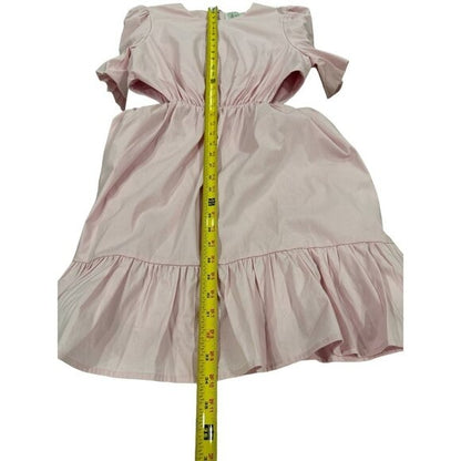 WAYF Pink Puff Sleeve Tiered Mini Dress With Side Cutouts MEDIUM