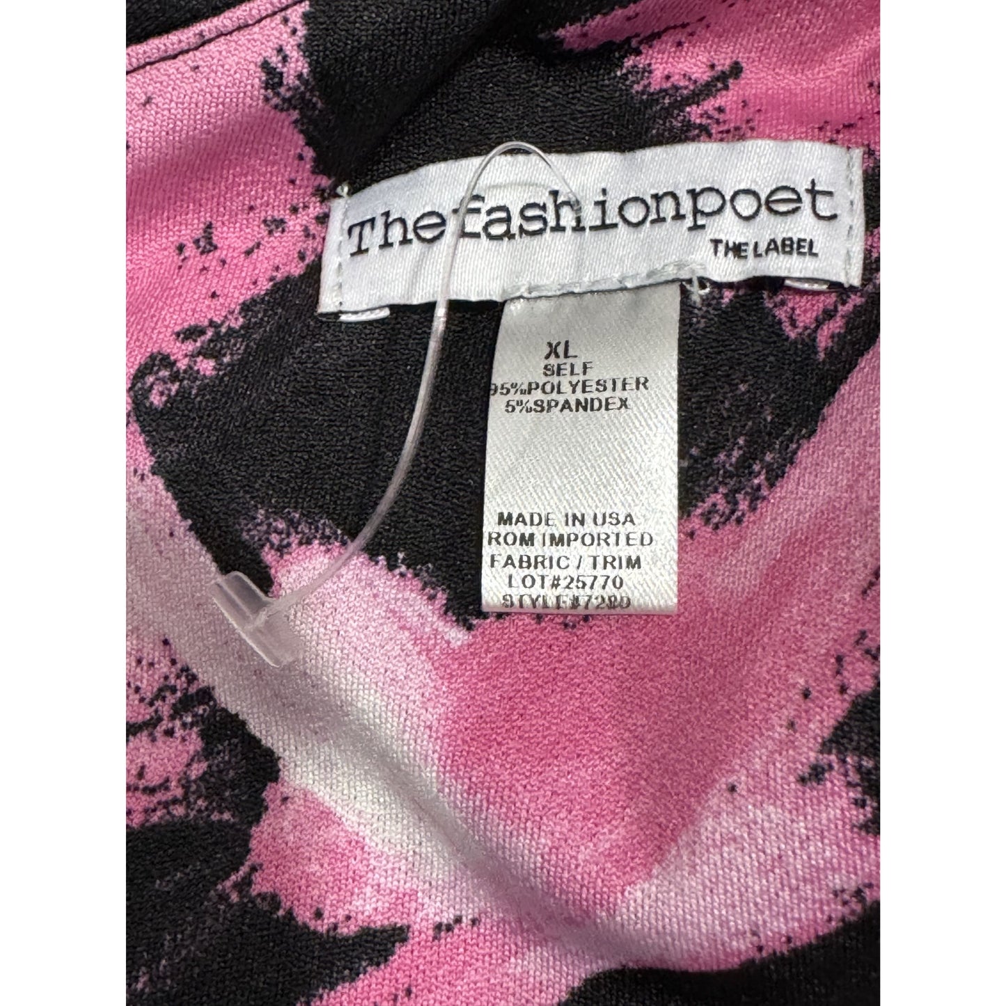 The Fashion Poet One-Shoulder Pink & Black Abstract Print Bodycon Dress XL