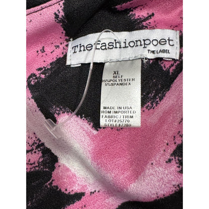 The Fashion Poet One-Shoulder Pink & Black Abstract Print Bodycon Dress XL