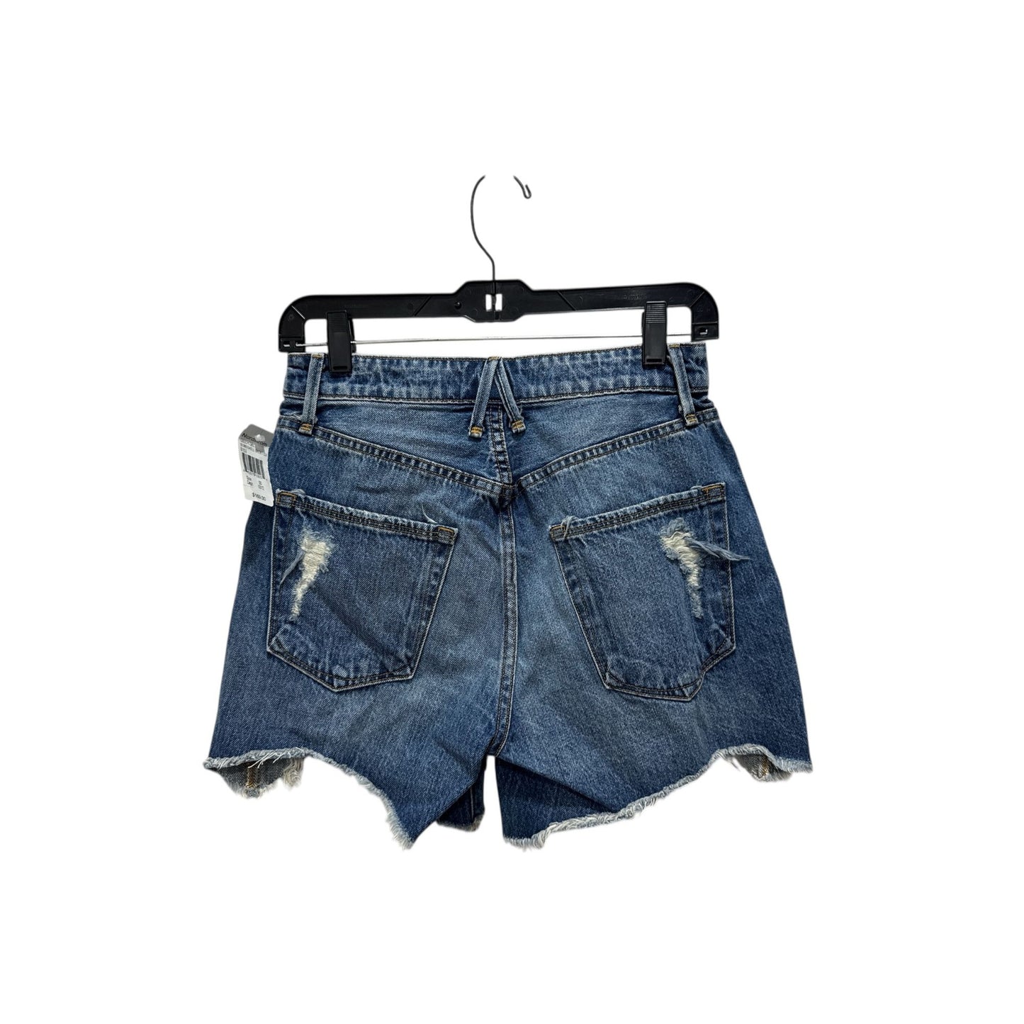 Good American Bombshell Short Cutoff Denim Shorts Size 00 Light Wash Distressed Frayed Hem Retail $169