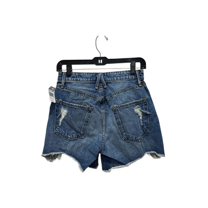 Good American Bombshell Short Cutoff Denim Shorts Size 00 Light Wash Distressed Frayed Hem Retail $169