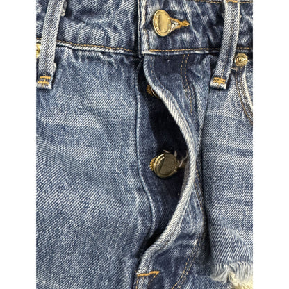 Good American Bombshell Short Cutoff Denim Shorts Size 00 Light Wash Distressed Frayed Hem Retail $169