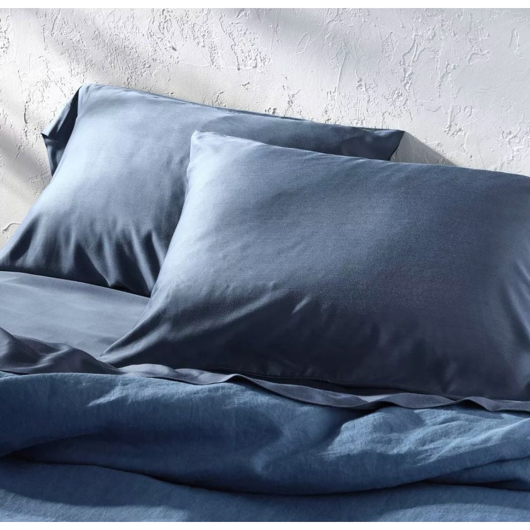 Casaluna Blissful Pillowcase Set Standard/Queen Rayon From Bamboo Dark Blue 400 Thread Count