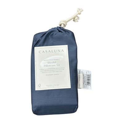 Casaluna Blissful Pillowcase Set Standard/Queen Rayon From Bamboo Dark Blue 400 Thread Count