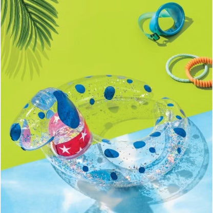 Sun Squad Inflatable Swim Tube & Split Ring Glitter Swim Tube Set For Ages 3-9+