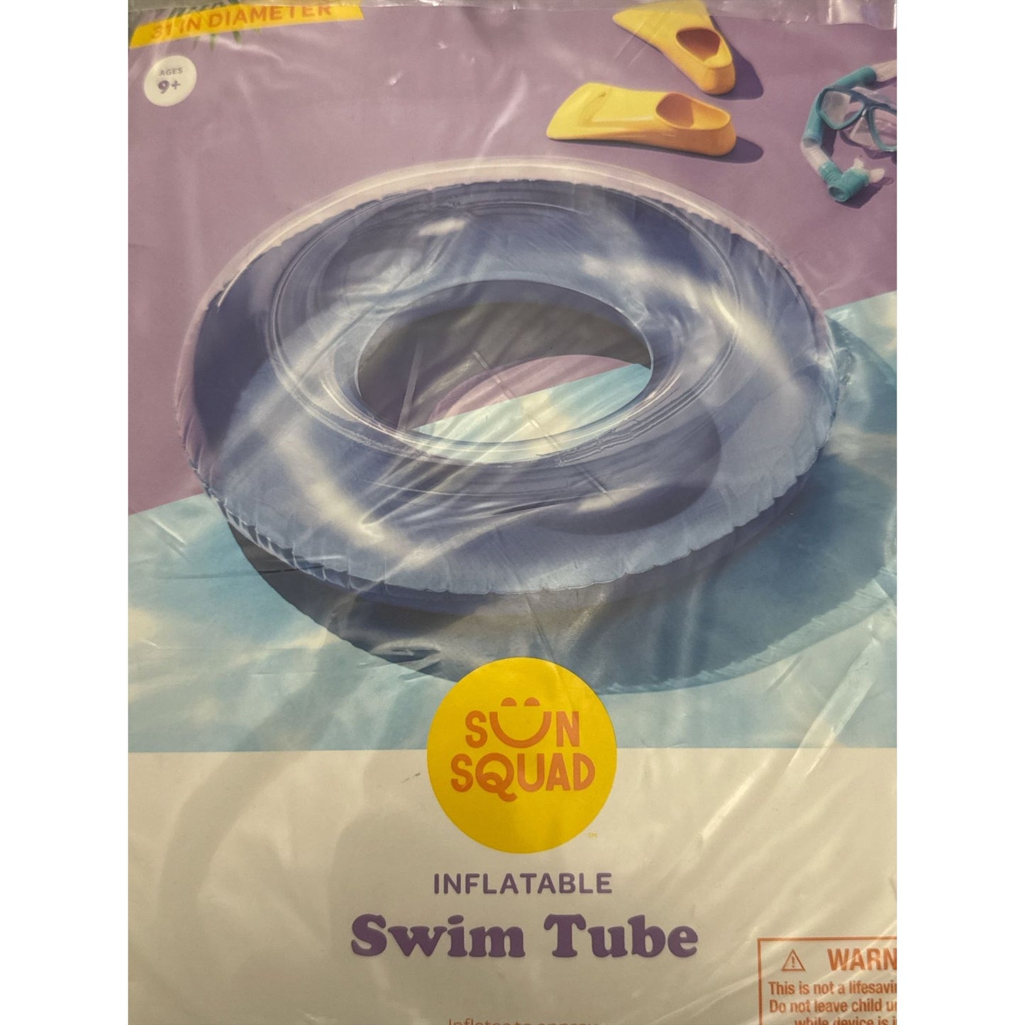 Sun Squad Inflatable Swim Tube & Split Ring Glitter Swim Tube Set For Ages 3-9+