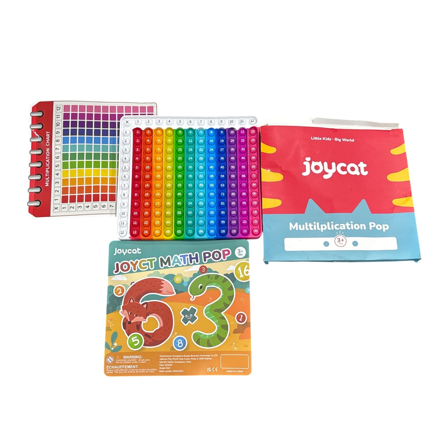 Joycat Multiplication Pop Math Toy Set For Kids 3+ With Chart & Pop Mat
