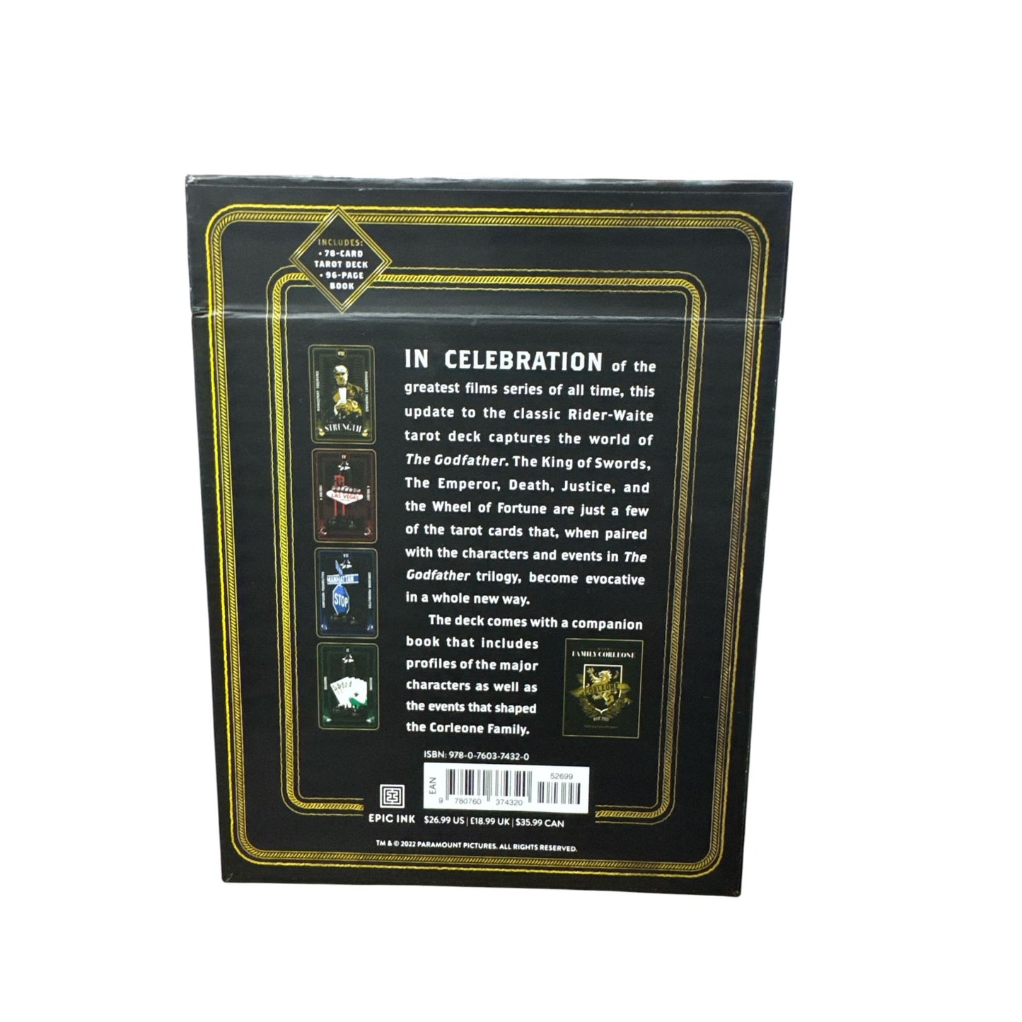 The Godfather Tarot Deck & Book Set Featuring Corleone Family Artwork & Classic Rider-Waite Style Updates